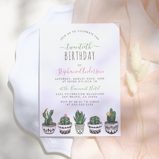 Cactus & succulent Modern Geometric Birthday Party Einladung