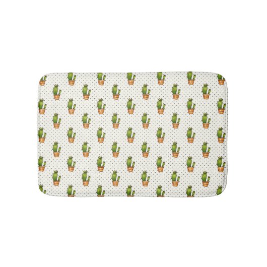 Cactus & Succulent Polk Dot Pattern Badematte (Vorderseite)