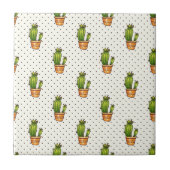 Cactus & Succulent Polk Dot Pattern Fliese (Vorderseite)