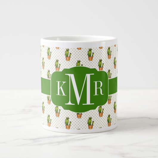 Cactus & Succulent Polk Dot Pattern Jumbo-Tasse (Vorderseite)