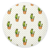 Cactus & Succulent Polk Dot Pattern Keramikknauf (Vorderseite)