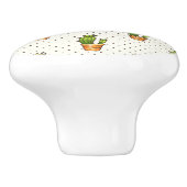 Cactus & Succulent Polk Dot Pattern Keramikknauf (Seitenansicht)