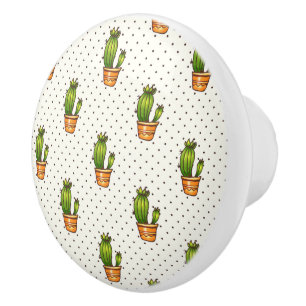 Cactus & Succulent Polk Dot Pattern Keramikknauf