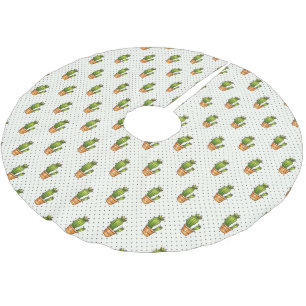 Cactus & Succulent Polk Dot Pattern Polyester Weihnachtsbaumdecke