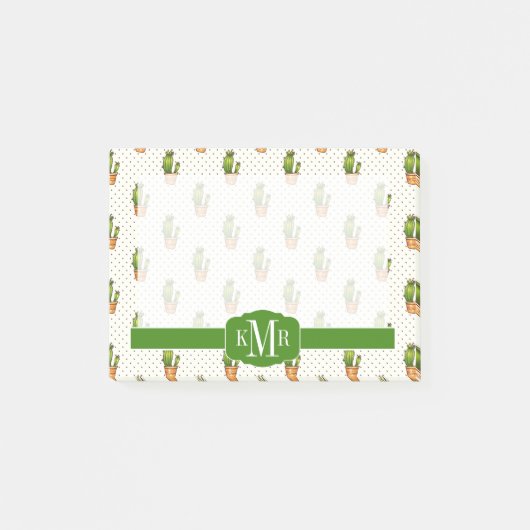 Cactus & Succulent Polk Dot Pattern Post-it Klebezettel (Vorderseite)