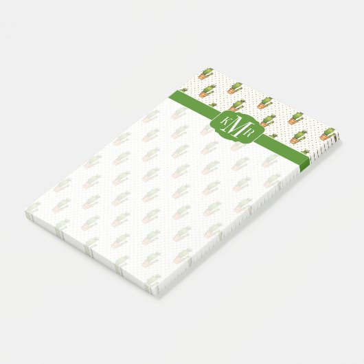 Cactus & Succulent Polk Dot Pattern Post-it Klebezettel (angewinkelt)