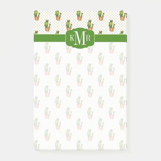 Cactus & Succulent Polk Dot Pattern Post-it Klebezettel (Vorderseite)