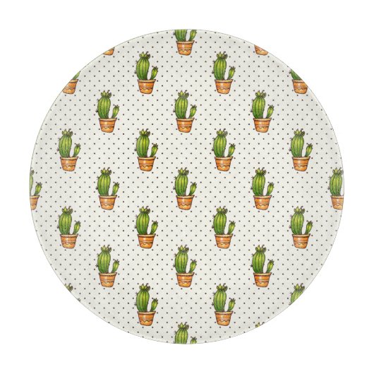 Cactus & Succulent Polk Dot Pattern Schneidebrett (Vorderseite)