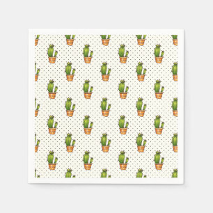 Cactus & Succulent Polk Dot Pattern Serviette