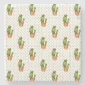 Cactus & Succulent Polk Dot Pattern Steinuntersetzer (Vorderseite)