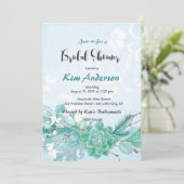 Cactus Succulent Romantic Bridal Couple's Dusche Einladung (Stehend Vorderseite)