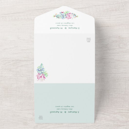 Cactus succulent string Lights Pink Wedding All In One Einladung (Außenbereich)