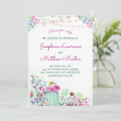 Cactus succulent String Lights Wedding Einladungen (Stehend Vorderseite)