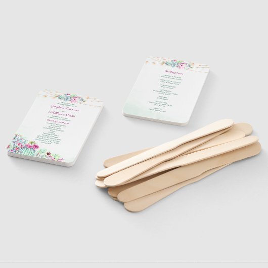 Cactus succulent String Lights Wedding Programs Fächer (Non-assembled)