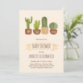 Cactus succulent Terracotta Pot Baby Shower Einladung (Stehend Vorderseite)