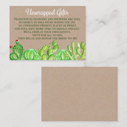 Cactus succulent unpacked Display Showeinlage Begleitkarte (Vorne/Hinten)