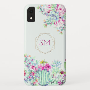 Cactus succulent Watercolor Geometric Monogram Case-Mate iPhone Hülle