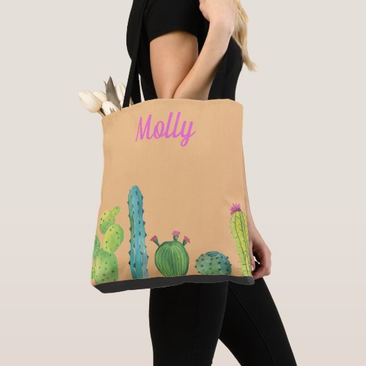 Cactus succulent Watercolor personalize Market Bag Tasche (Von Nahem)