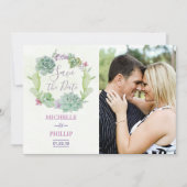 Cactus succulent Wedding Save the Date (Vorderseite)