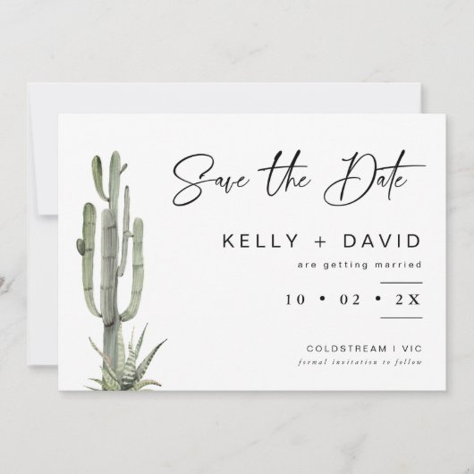 Cactus succulent Wedding Save the Date Card Einladung (Vorderseite)