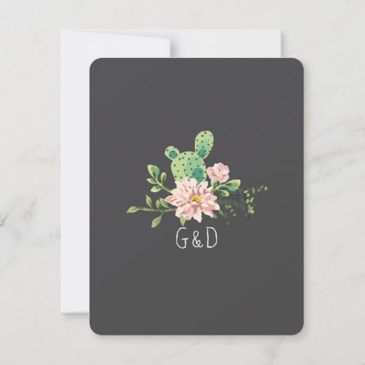 Cactus Succulent Wreath Rustic Boho Mint Green RSVP Karte (Rückseite)