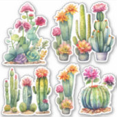 Cactus succulents botanische Aquarellmalerei Aufkleber (Vorderseite)