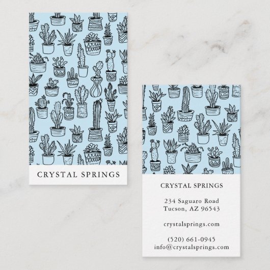 Cactus succulents Botanische Pflanze Doodle Niedli Visitenkarte (Vorne/Hinten)
