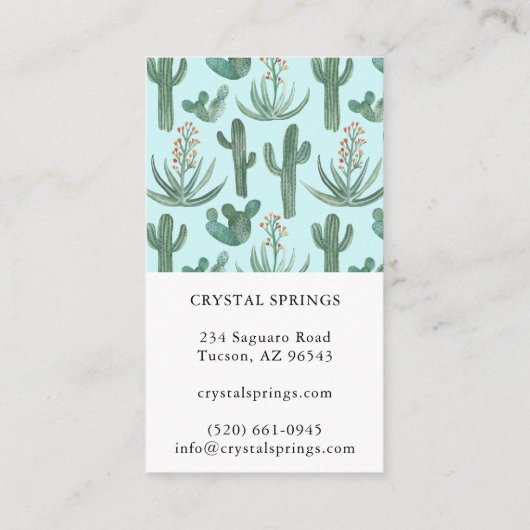 Cactus succulents Botanische Pflanze Moderner Chic Visitenkarte (Rückseite)
