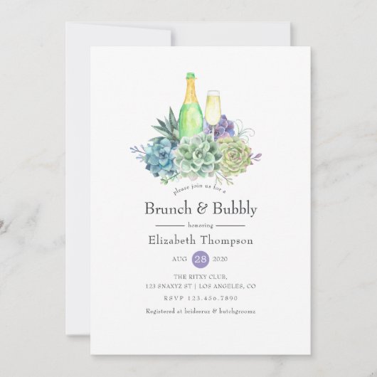 Cactus succulents Brunch and Bubbly Brautparty Einladung (Vorderseite)