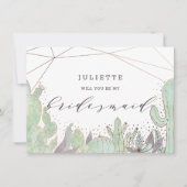 Cactus & Succulents Chic Bridesmaid Vorschlag Card (Vorderseite)