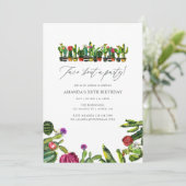 Cactus succulents Fiesta Geburtstagspartei Einladung (Stehend Vorderseite)