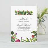 Cactus succulents Fiesta Online Virtual Wedding Einladung (Stehend Vorderseite)