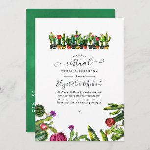 Cactus succulents Fiesta Online Virtual Wedding Einladung