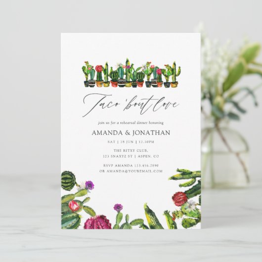 Cactus Succulents Fiesta Probe Dinner Einladung (Stehend Vorderseite)