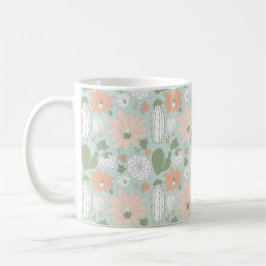 Cactus succulents Fun Peach Mint Floral Kaffeetasse
