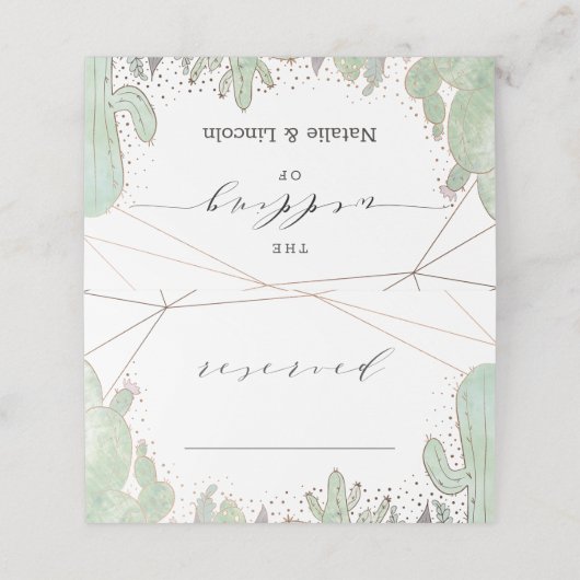 Cactus & Succulents Geo Reservierte Hochzeit Platzkarte (Außenseite Aufgefaltet)