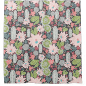 Cactus succulents Green Pink Pattern Duschvorhang (Vorderseite)