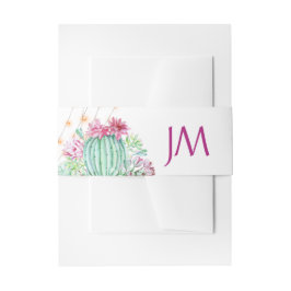 Cactus succulents Lights Monogram Wedding Einladungsbanderole