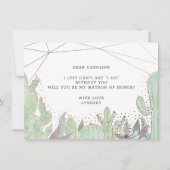 Cactus & Succulents Matron of Honor Vorschlag Card (Rückseite)