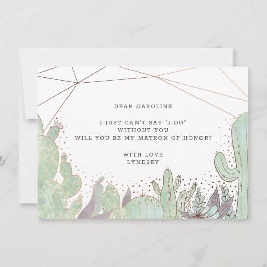 Cactus & Succulents Matron of Honor Vorschlag Card (Rückseite)