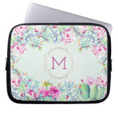 Cactus succulents Monogram Geometric Monogram Laptopschutzhülle (Vorderseite)