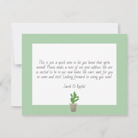 Cactus succulents New Zuhause Moving Announcement Einladung (Rückseite)