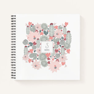 Cactus succulents Pink Green Pattern Personalisier Notizblock