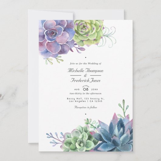 Cactus succulents QR Code Wedding Einladung (Vorderseite)