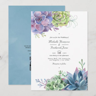 Cactus succulents QR Code Wedding Einladung