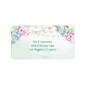 Cactus succulents String Lights Floral Adressaufkleber (Vorne)