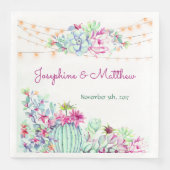 Cactus succulents String Lights Wedding Serviette (Vorderseite)