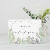 Cactus & Succulents Trauzeugin Vorschlag Card (Stehend Vorderseite)