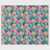 Cactus succulents watercolor botanical pattern geschenkpapier (Flach)