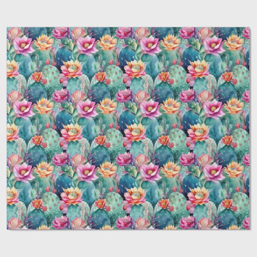 Cactus succulents watercolor botanical pattern geschenkpapier (Flach)